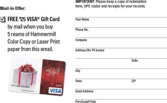 Visa Mail-in Reward Form